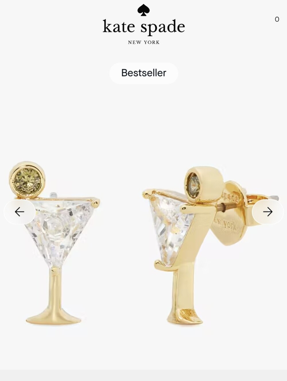 NWT kate spade Shaken or Stirred Martini Crystal Stud Earrings 🫒🍸🫒🍸🍸